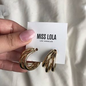 Miss Lola chunky gold hoop earrings